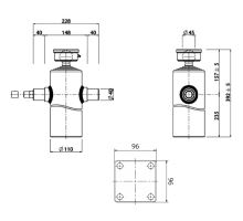 MARIZ hydraulic cylinder, o110mm, 5-stage, stroke 1200mm, steel, with valve for 1/2" conne (1)