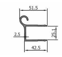 Hinge profile 155° "U" - lower part for 25mm panel, anoda
