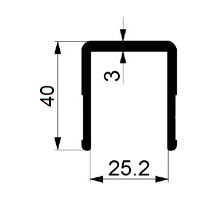 Edging profile U-shaped, 25 x 40 mm - (aluminium/anodised) (1)