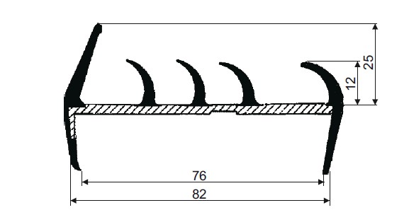 Těsnění PVC 80mm šedé/šedé, 5 jazýčky, 2,7 m