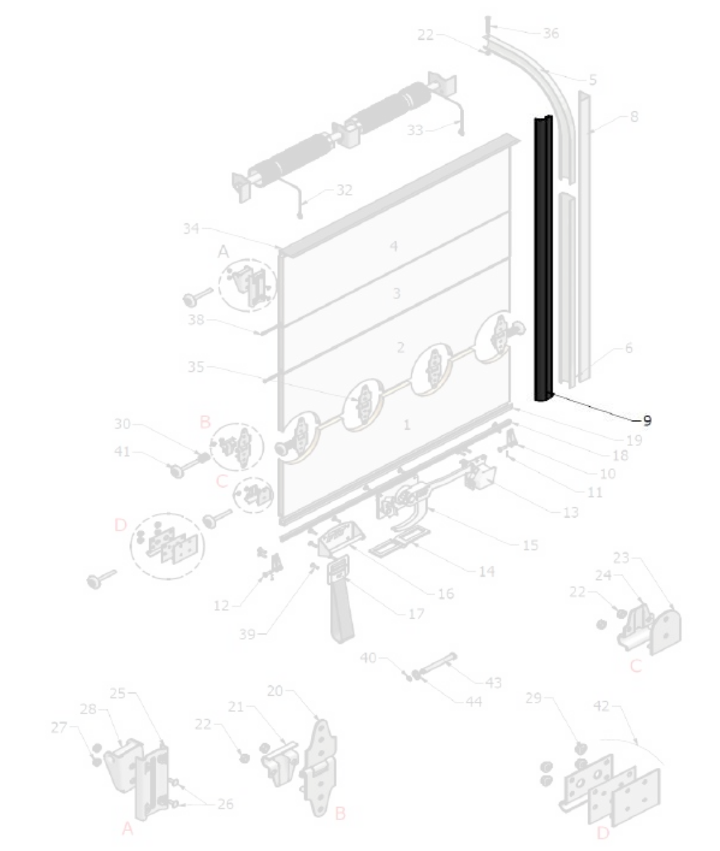 9 - boční těsnění l= 2880mm, fit roleta