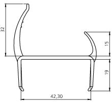 PVC seal 42mm black/grey, 2 lips, 3.2m N (1)