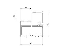 Profile CS-5 roof 70x62mm, for fixed roof 25mm, l=6500mm (1)