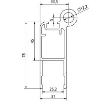 Profile of center hinge 4-leaf doors 3200mm, boyritec version, anodised (1)