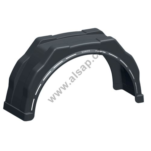 Flat-top plastic mudguard WL (white line), from 260 to 450 mm, inner hole o42 mm, Bawer